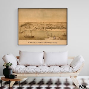 Encampment of US Federal Troops at Newport News 1861, Historic Poster Decor, USA History Wall Art, Historian Gift Idea, Military US Gift