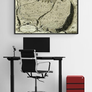 Biblical Place Art, Holy Land Art, Jesus Christ Decor, Antique Map of Jerusalem, Jerusalem Wall Art, Bible Art Print, Christian Gift Print