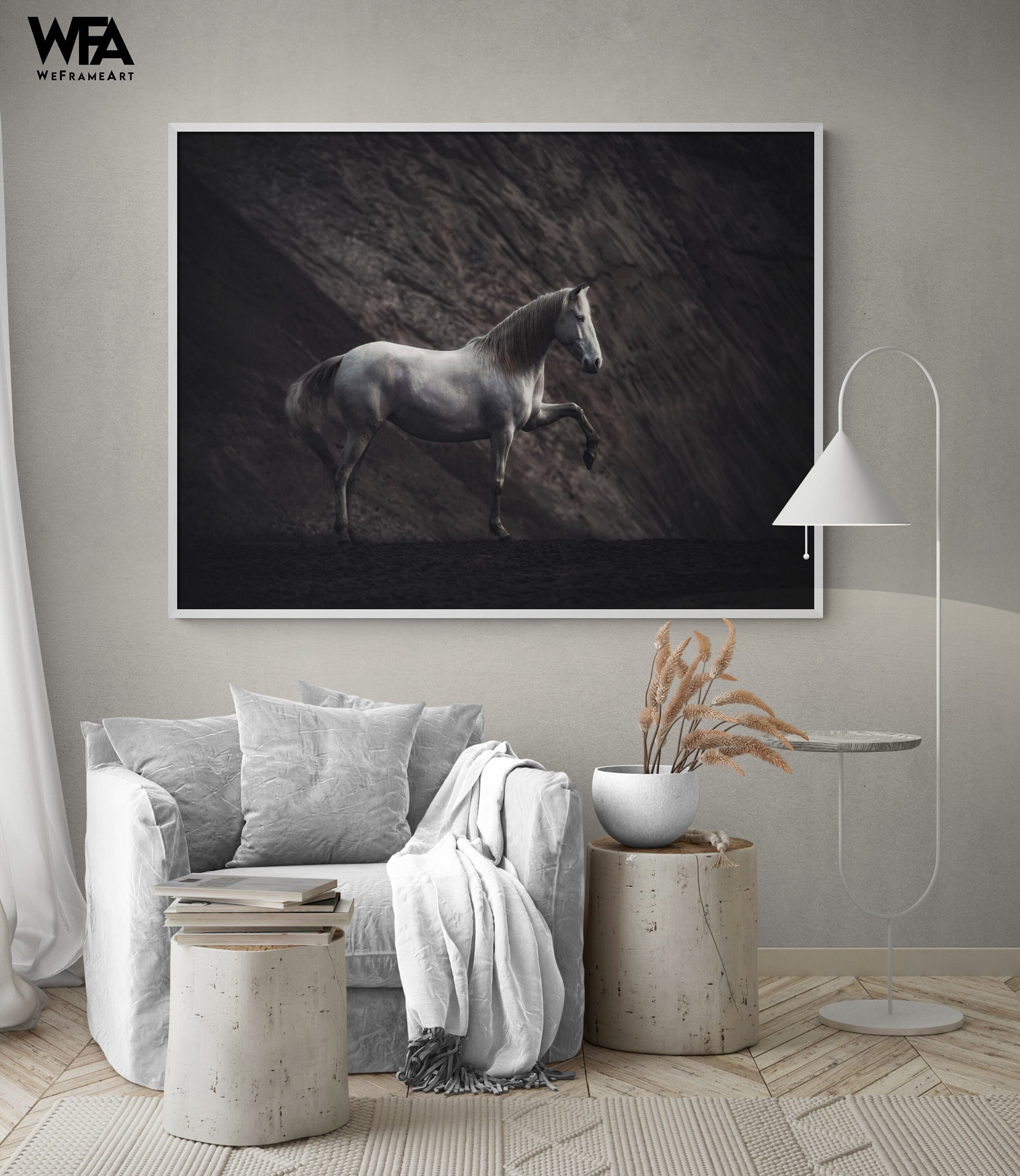 Black and White Horse Art Framed White Horse Photography Etsy UK