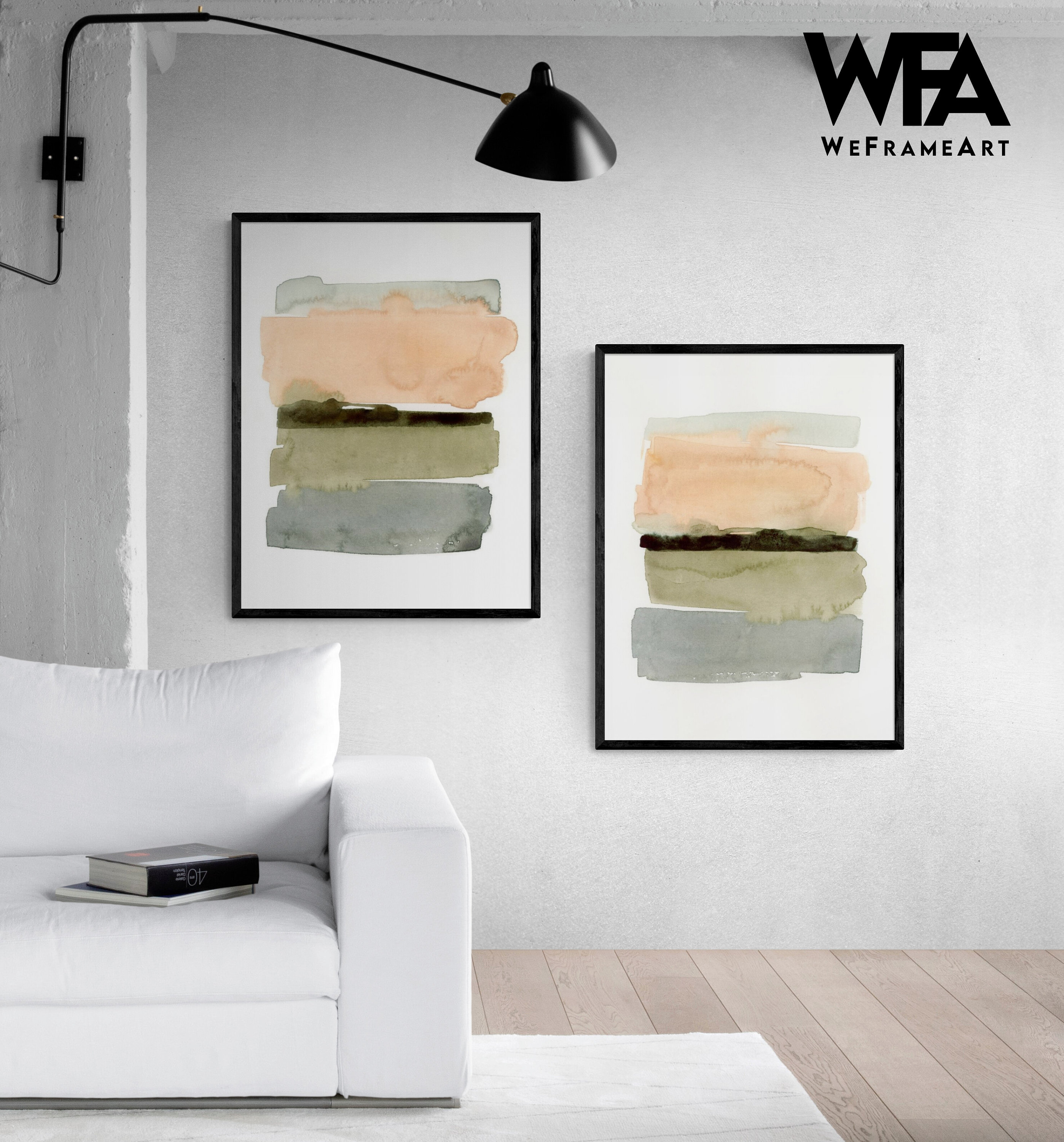 Extra Large Wall Art Set of Two Abstract Paintings 2 Canvas Prints