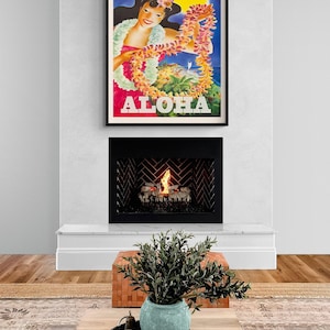 Hula Girl Poster, Retro Hawaiian Girl Aloha Poster, Vintage Pretty Girl Tropical Hawaii Inspired Retro Poster Artwork Print