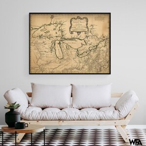 Great Lakes Region During French Settlement Period 1755, Historical Wall Decor, Historic Poster Print, French History Wall Art
