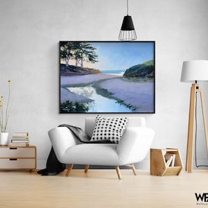 Sunny Cove by Ed Penniman, Peaceful Nature Lanscape Painting Print, Extra Large Clinic Wall Decor, Spa Waiting Room Decor Print