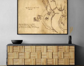 West Point Map Print, Colonial Military Defenses, Antique Wall Art