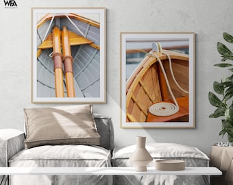 Framed Nautical Boats Photography Print, Set of 2, Coastal Wall Art
