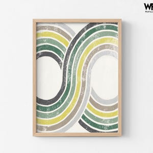 Retro Infinite Oversized Wall Art Prints, Contemporary Green Large Wall Art, 70s inspired Wall Decor