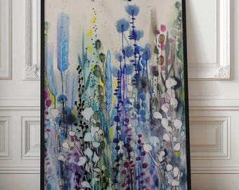 Fleur De Coton Watercolor Print, Botanical Colors