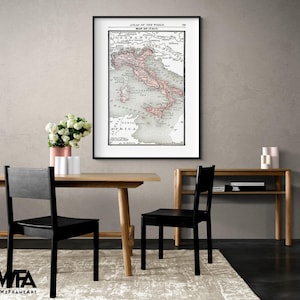 Italy - Alden 1886, Antique Region Of Italy Map Wall Print, Italian Map Rustic Vintage Home Decor, Old Continent Region Italian Print