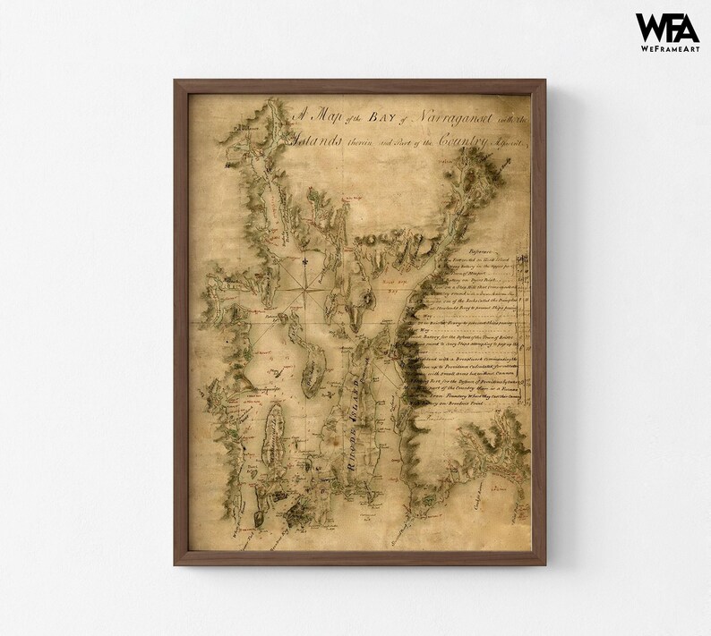 Narragansett Bay 1777 Antique Rhode Island Map Print image 6