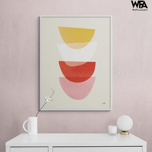Minimalist Zen Tea Room Print, Girly Geometric Spa Wall Decor, Zen Framed Art, Boho Zen Wall Art, Large Zen Painting Print