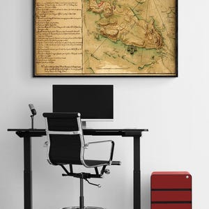Rhode Island Antique Map Print, Colonial Town, French Fleet