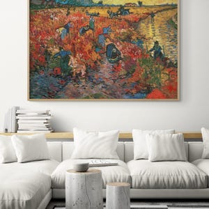 The red Vineyard at Arles by Van Gogh, Vineyard Oil Painting Print, Red Art Print, Arles Wall Art, Van Gogh Style Art, Framed Wall Art