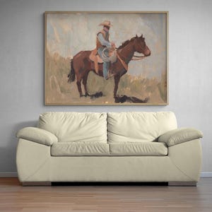 Ranch Hand I by Jacob Green, Cowboy Art Print, Brown Horse Painting Print, Cowboy On Horse Art,Farmer Art Gift,Horse Art Print,Farm Life Art