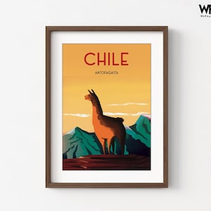 Chile Travel Poster Print, Framed Antofagasta Poster Art, South American Wall Art, Travel Poster Art, Oversized Wall Art, Framed Wall Art