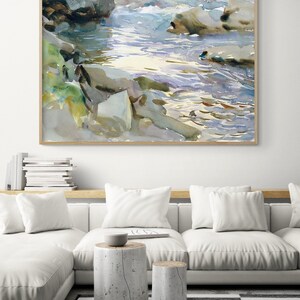 John Singer Sargent 'Stream and Rocks' Framed Watercolor Art Print