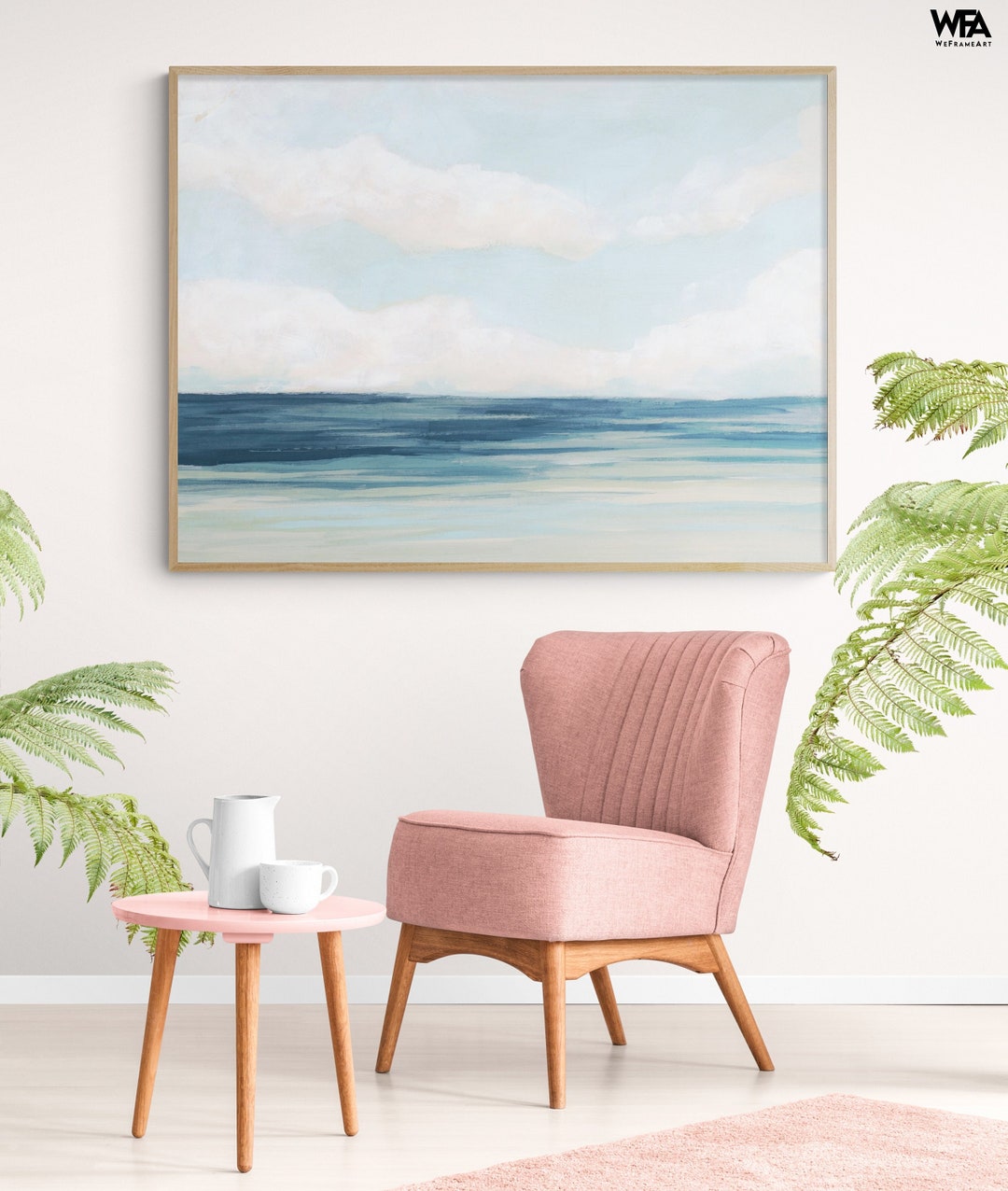 Beach Painting Print, Framed Seaside Wall Art, Beach Landscape Painting