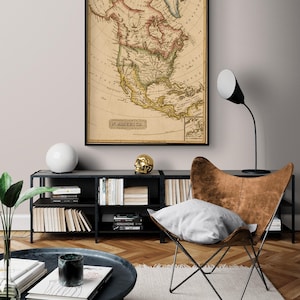 North America 1817 by Vintage Maps, American Vintage Map Print, North America Wall Art, Large American Map, History Class Decor