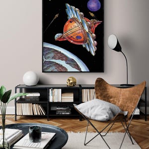 Space Devastator Art Print, Retro Sci-Fi Deep Space Adventure