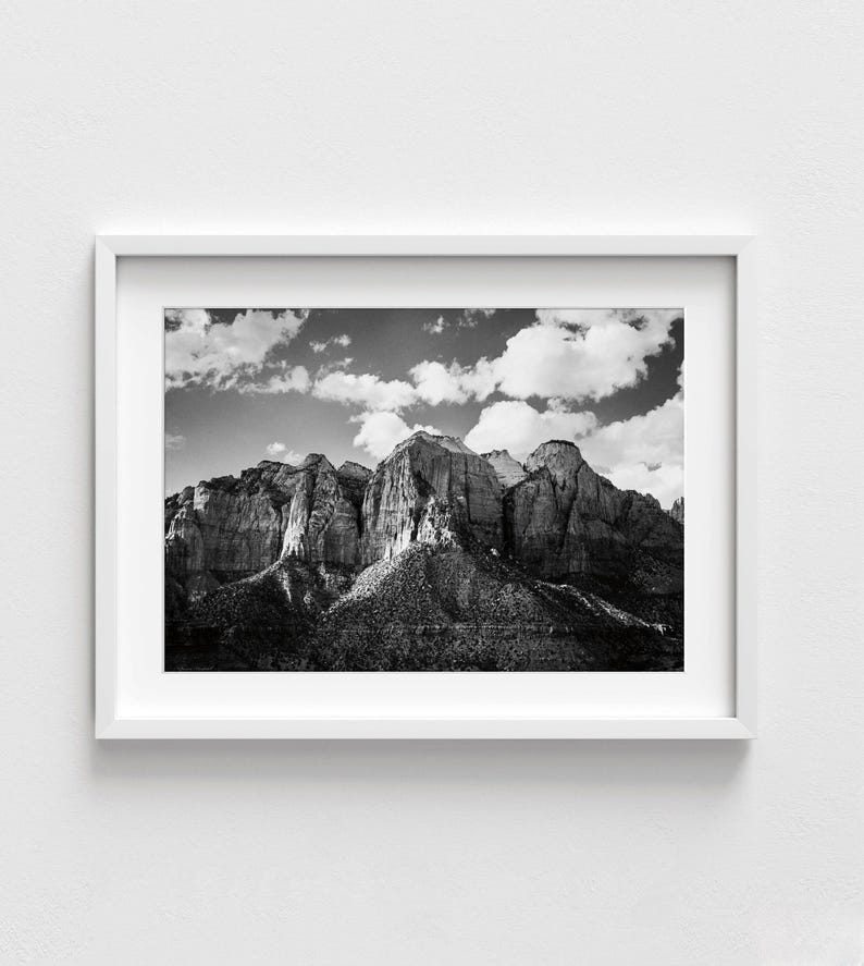 Zion National Park Photo, Black and White Canyon, Framed Wall Art image 2