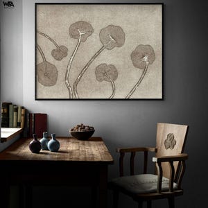 Kidney Fern Brown Illustration Wall Art, Rustic Fern Leaves Wall Art, Farmhouse Style Grandpa Home Studio Desk Wall Decor
