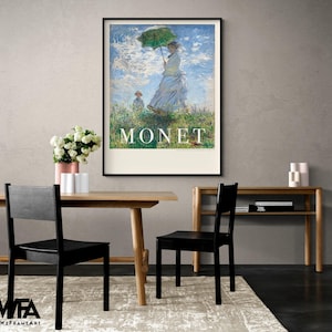 Woman With Parasol by Claude Monet, Classic Women Painting Print, Female Wall Art, Framed Delicate Women Bathroom Wall Art Print