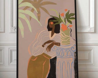 Figurative Wall Art Print: Serene Botanical Palette - Custom Framed