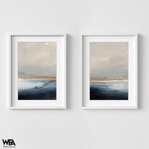 Set of 2 Abstract Watercolor Nature Prints, Framed Watercolor Landscape ...