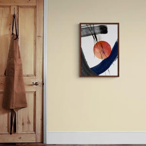 Abstract Sunrise Art Print, Red Sun, Japanese Style, Framed Option