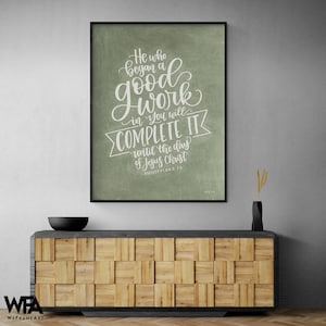Good Work by Imperfect Dust, Philippians 1:6 Poster Print, Biblical Art Church Decor, Grandma Gift Idea, Mom Birthday Gift Poster