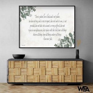 Love is Patient by Cindy Jacobs, Framed 1 Corinthians 13 Print, Gift For Grandparents Wedding Anniversary Print, Girlfriend Gift Idea