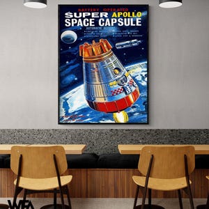 Apollo Space Capsule Art Print, Retrorocket Retro Toy Store Wall Art
