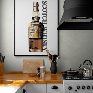 Scotch Whiskey Bottle Print, Framed Booze Wall Art, Whiskey Poster Print, Whiskey Lover Art, Liquor Bottle Bar Art, Framed Wall Art