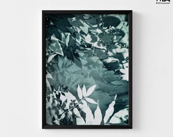 Abstract Leaves Framed Art Print, Botanical Wall Decor