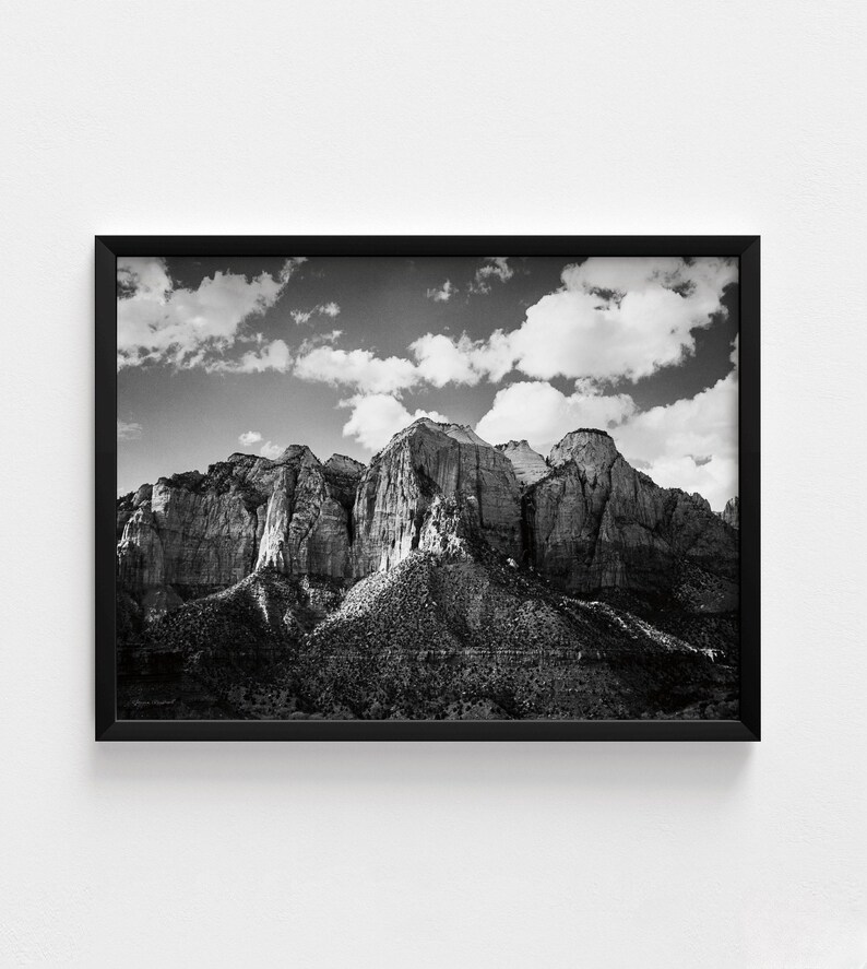 Zion National Park Photo, Black and White Canyon, Framed Wall Art image 3