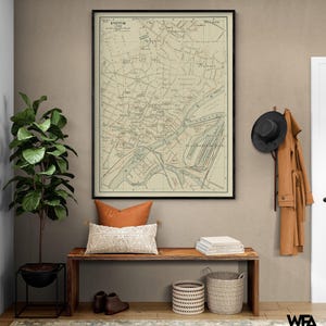 Europe Szczecin Poland - Baedeker 1914, Poland City Map Print, Vintage Szczecin Map, Home Town Map Poster, Large Library Decor