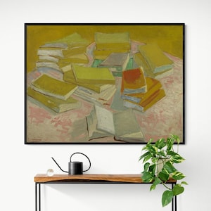 Vincent Van Gogh French Novels Painting Print, Framed Books Painting Wall Print, Van Gogh Sill Life with Books Painting, Framed Wall Art