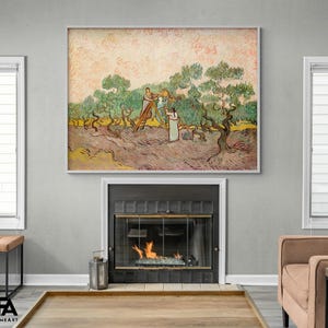 Women Picking Olives  by Vincent Van Gogh, Olive Tree Wall Art, Olive Oil Painting Print, Van Gogh Tree, Woman Art Print, Female Wall Art
