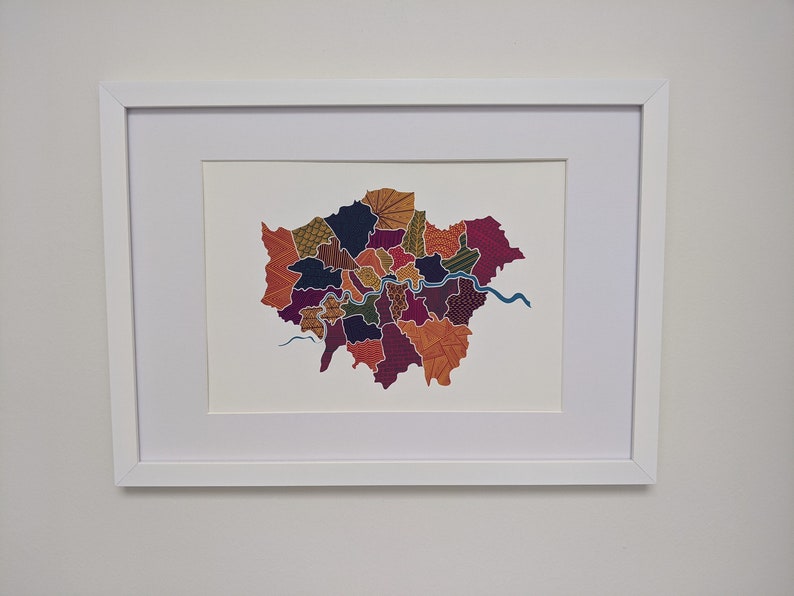 London Boroughs Map Hand Signed Art Print image 2