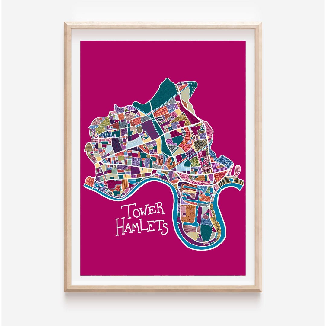 Tower Hamlets Map Vector Tower Hamlets Borough Map Art Print - Etsy UK