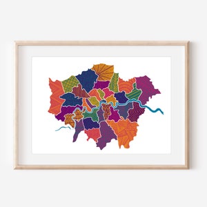 London Boroughs Map Hand Signed Art Print image 1
