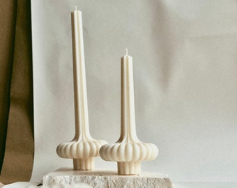 Vase Pillar Candle - Unique Aesthetic Candles, Taper Candles, Dinner Pillar Candles, Candle Gift Set, Ribbed Taper Pillar