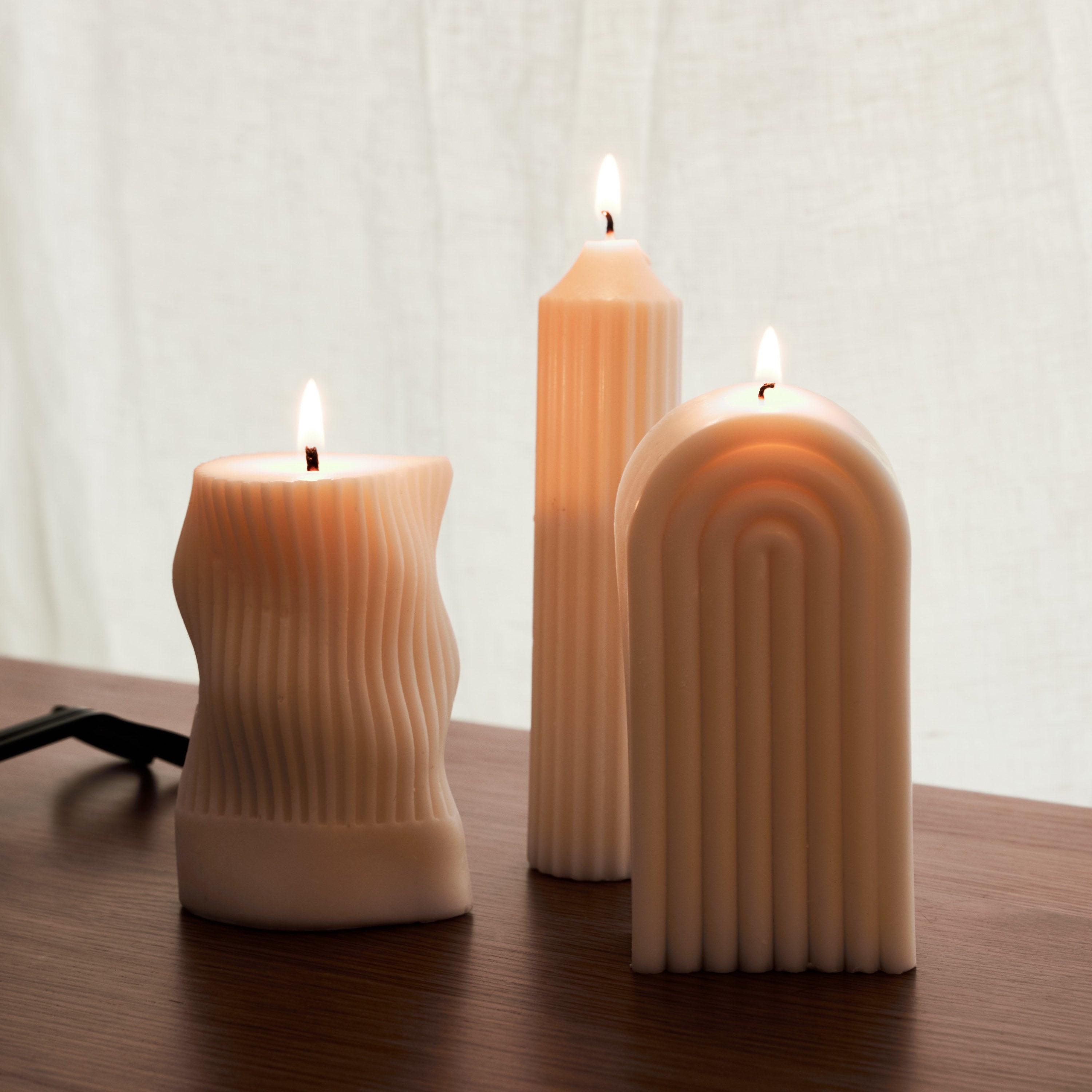 WAVY Pillar Candle waves Column Sculptural Striped Candle Etsy UK