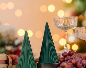 Cone Tree Candles - Christmas tree candle | Christmas present | Pillar candles | Decorative Christmas candles| Festive table candle | xmas