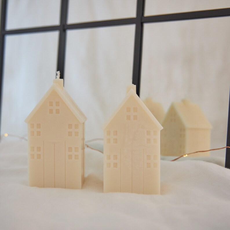 Christmas House Candle House warming Gift Scandinavian Townhouse Candle Cottage Candle Soy wax vegan candle image 8