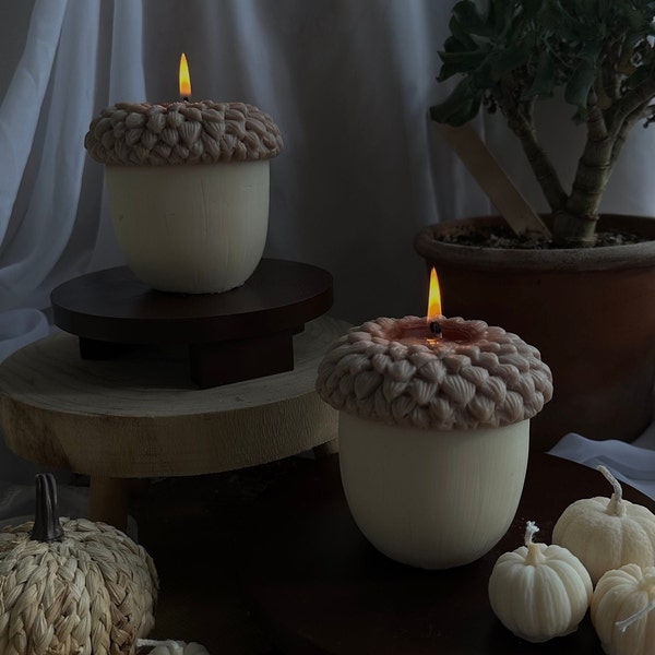 ACORN Candle - Autumn Decor | Pine Cone Candle | Fall Home Decor | Pumpkin spice scented | Thanksgiving decor | Autumn Soy Candle