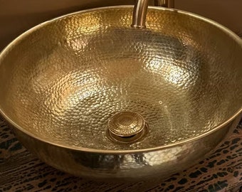 Moroccan sink bowl Bathroom Brass sink ,outdoor Vanity Vessel Sink ,copper Handcrafted Drop In Sink-Moroccan Round Sink Washbasin