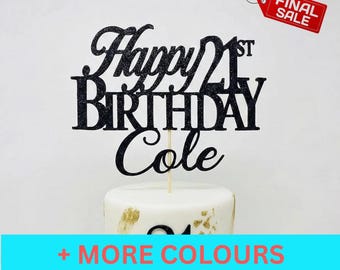 Custom Glitter Happy Birthday Party Decoration Personalised Cake Topper Any Age & Name Mum Dad Grandma Grandad 13th 16th 18th 21st 25th 31st