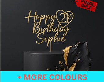 Custom Cake Topper, Happy Birthday Cake Topper, Personalised 10th, 16th, 18th, 21st, 30th, 40th, 50th, 60th, 70th, Birthday Party Supplies