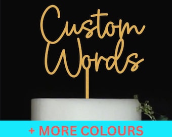 Glitter Custom Cake Topper with Your Text / Personalised Party Decor / Birthday Anniversary Far Away Christmas Graduation Wedding Engagement