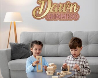 Personalised Plywood and Acrylic | Engraved Wall Decor | Name Sign | Custom Nursery, Kids Room Wall Decor | Double Layered
